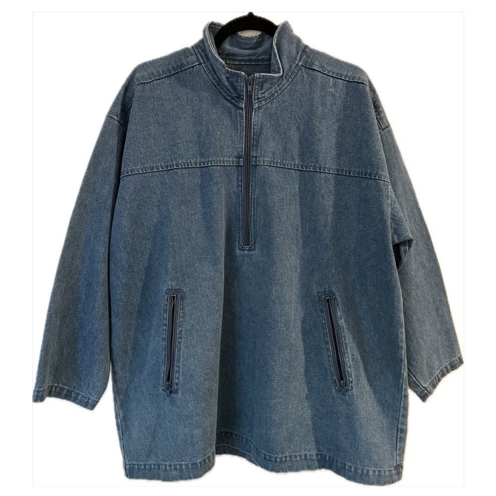 Lee Valley Ireland Denim Jacket Chore Coat Half Zip Pullover 100% cotton size S